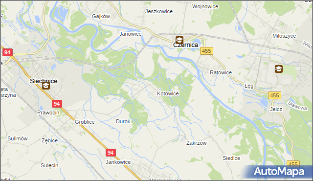 mapa Kotowice gmina Siechnice, Kotowice gmina Siechnice na mapie Targeo