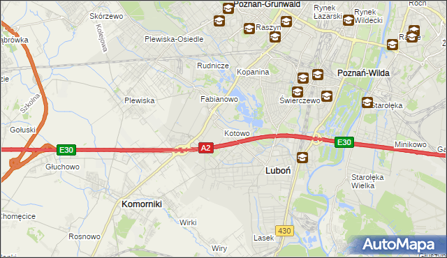 mapa Kotowo gmina Poznań, Kotowo gmina Poznań na mapie Targeo