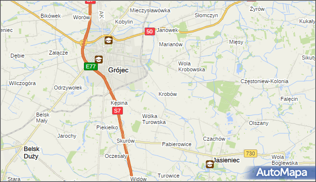 mapa Krobów, Krobów na mapie Targeo