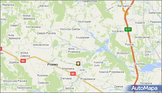 mapa Kruszew gmina Pniewy, Kruszew gmina Pniewy na mapie Targeo