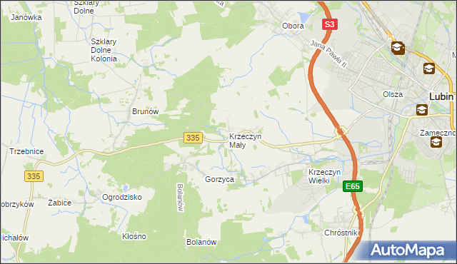 mapa Krzeczyn Mały, Krzeczyn Mały na mapie Targeo