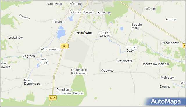 mapa Krzywice-Kolonia, Krzywice-Kolonia na mapie Targeo