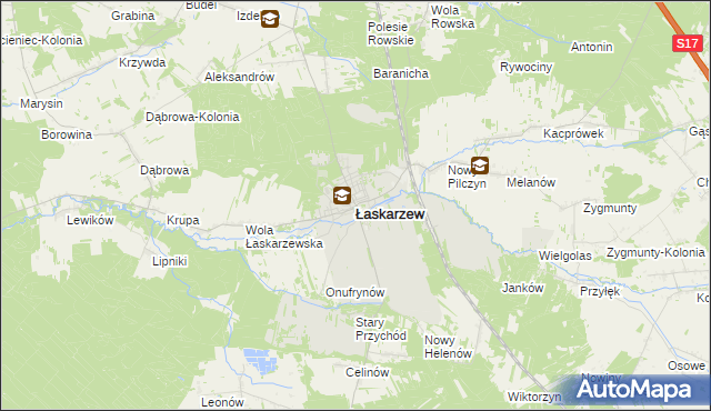 mapa Łaskarzew, Łaskarzew na mapie Targeo