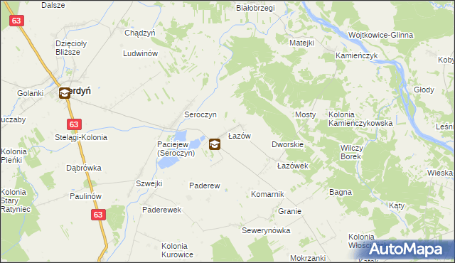 mapa Łazów gmina Sterdyń, Łazów gmina Sterdyń na mapie Targeo