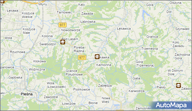 mapa Łękawka, Łękawka na mapie Targeo