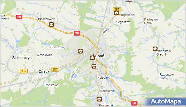 mapa Lubań, Lubań na mapie Targeo