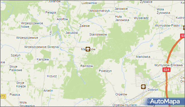 mapa Marianów gmina Wodzierady, Marianów gmina Wodzierady na mapie Targeo