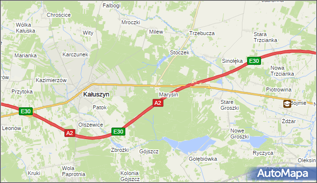 mapa Marysin gmina Kałuszyn, Marysin gmina Kałuszyn na mapie Targeo