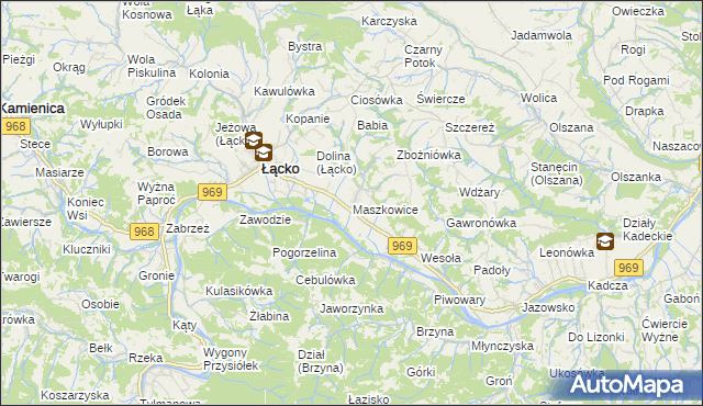 mapa Maszkowice gmina Łącko, Maszkowice gmina Łącko na mapie Targeo