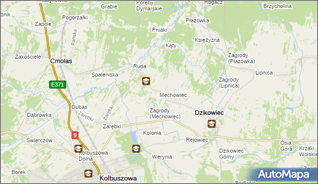 mapa Mechowiec, Mechowiec na mapie Targeo