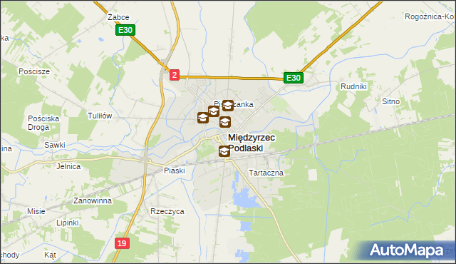 mapa Międzyrzec Podlaski, Międzyrzec Podlaski na mapie Targeo