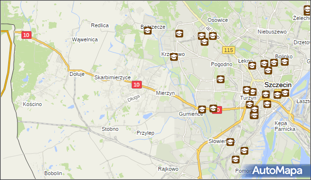 mapa Mierzyn gmina Dobra (Szczecińska), Mierzyn gmina Dobra (Szczecińska) na mapie Targeo