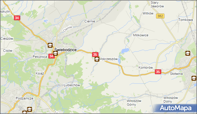 mapa Mokrzeszów, Mokrzeszów na mapie Targeo