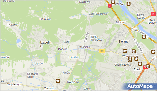 mapa Mościska gmina Izabelin, Mościska gmina Izabelin na mapie Targeo