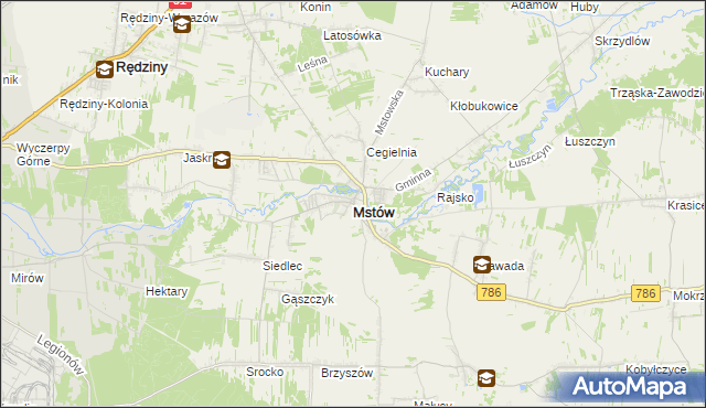 mapa Mstów powiat częstochowski, Mstów powiat częstochowski na mapie Targeo