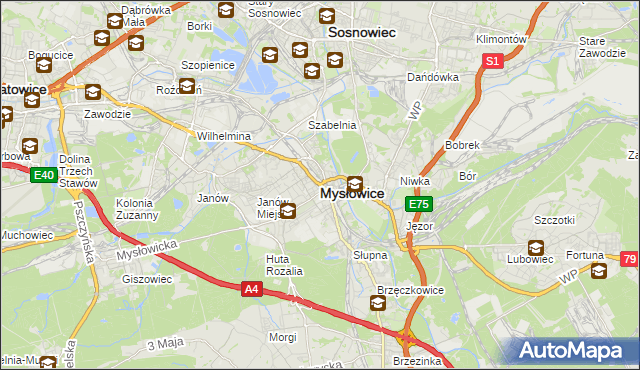 mapa Mysłowice, Mysłowice na mapie Targeo