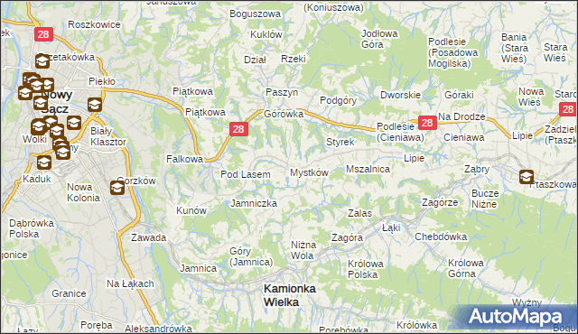 mapa Mystków, Mystków na mapie Targeo