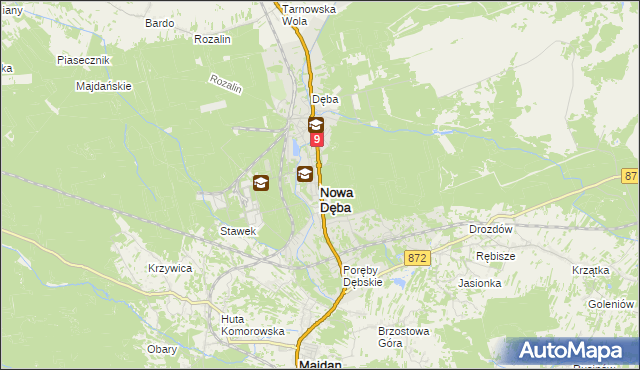 mapa Nowa Dęba, Nowa Dęba na mapie Targeo