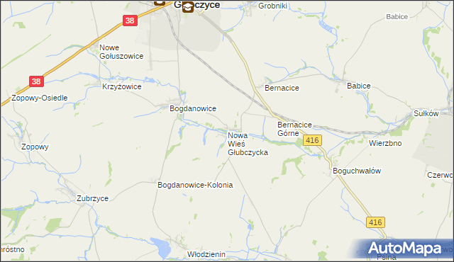 mapa Nowa Wieś Głubczycka, Nowa Wieś Głubczycka na mapie Targeo