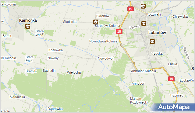 mapa Nowodwór gmina Lubartów, Nowodwór gmina Lubartów na mapie Targeo