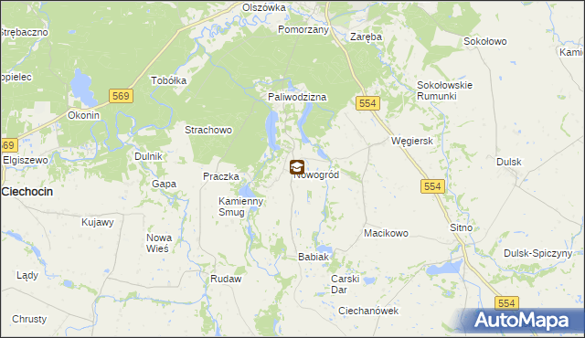 mapa Nowogród gmina Golub-Dobrzyń, Nowogród gmina Golub-Dobrzyń na mapie Targeo