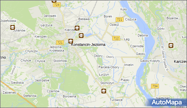 mapa Obory gmina Konstancin-Jeziorna, Obory gmina Konstancin-Jeziorna na mapie Targeo