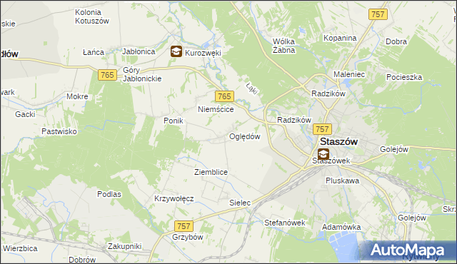 mapa Oględów, Oględów na mapie Targeo