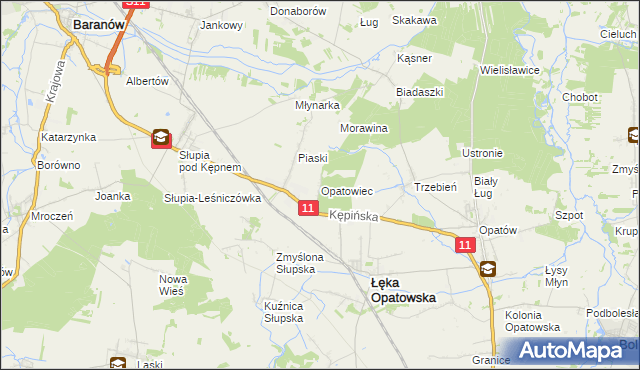 mapa Opatowiec gmina Łęka Opatowska, Opatowiec gmina Łęka Opatowska na mapie Targeo