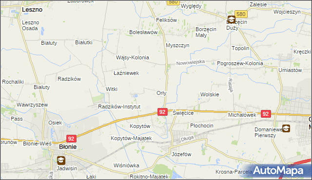 mapa Orły gmina Ożarów Mazowiecki, Orły gmina Ożarów Mazowiecki na mapie Targeo