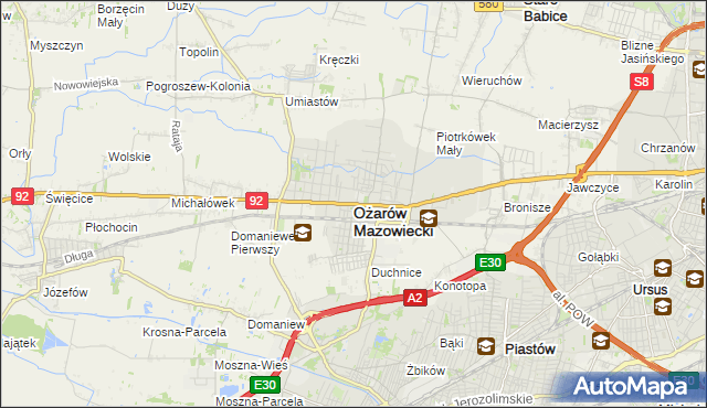 mapa Ożarów Mazowiecki, Ożarów Mazowiecki na mapie Targeo