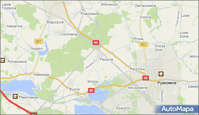 mapa Paczyna, Paczyna na mapie Targeo