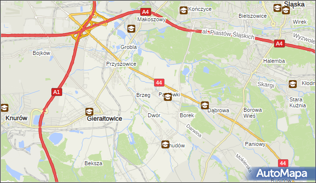 mapa Paniówki, Paniówki na mapie Targeo