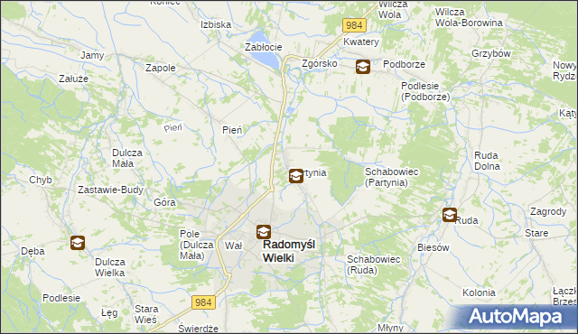 mapa Partynia, Partynia na mapie Targeo