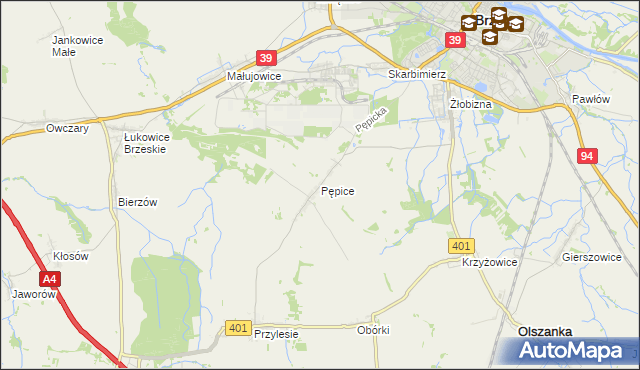 mapa Pępice gmina Skarbimierz, Pępice gmina Skarbimierz na mapie Targeo
