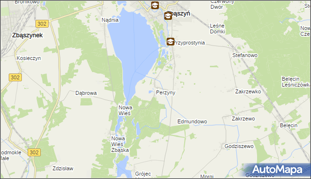 mapa Perzyny gmina Zbąszyń, Perzyny gmina Zbąszyń na mapie Targeo