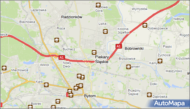 mapa Piekary Śląskie, Piekary Śląskie na mapie Targeo