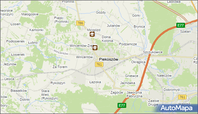 mapa Piekoszów, Piekoszów na mapie Targeo