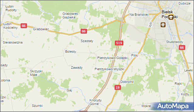 mapa Pietrzykowo-Gołąbki, Pietrzykowo-Gołąbki na mapie Targeo