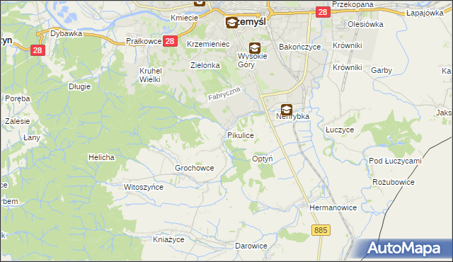 mapa Pikulice, Pikulice na mapie Targeo