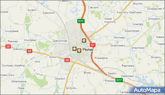 mapa Płońsk, Płońsk na mapie Targeo