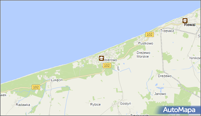 mapa Pobierowo, Pobierowo na mapie Targeo