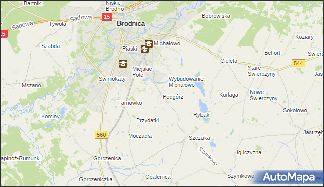 mapa Podgórz gmina Brodnica, Podgórz gmina Brodnica na mapie Targeo