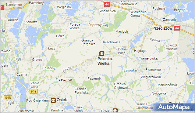 mapa Polanka Wielka, Polanka Wielka na mapie Targeo
