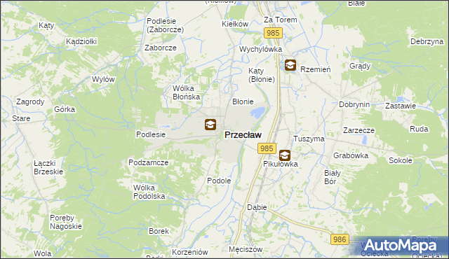 mapa Przecław powiat mielecki, Przecław powiat mielecki na mapie Targeo