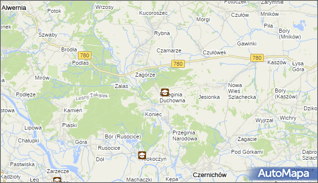 mapa Przeginia Duchowna, Przeginia Duchowna na mapie Targeo
