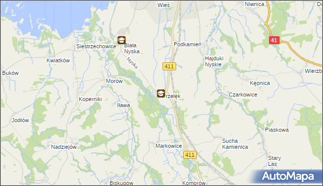 mapa Przełęk gmina Nysa, Przełęk gmina Nysa na mapie Targeo