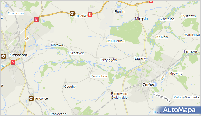 mapa Przyłęgów, Przyłęgów na mapie Targeo