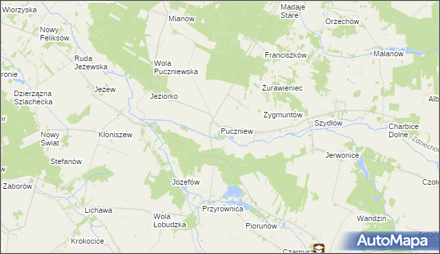 mapa Puczniew, Puczniew na mapie Targeo