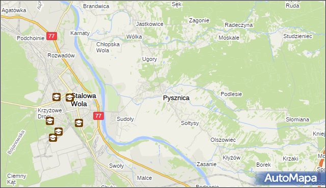 mapa Pysznica, Pysznica na mapie Targeo