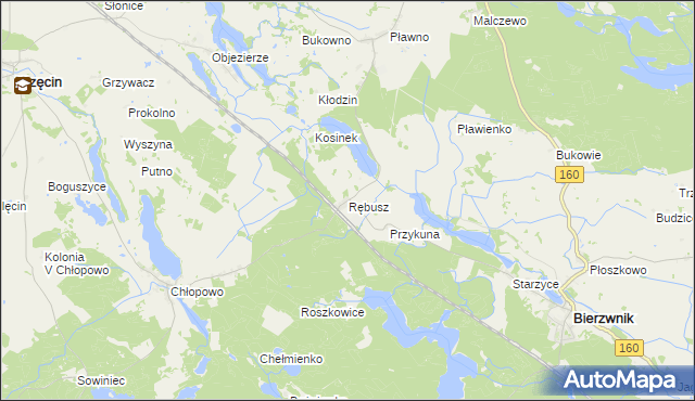 mapa Rębusz, Rębusz na mapie Targeo